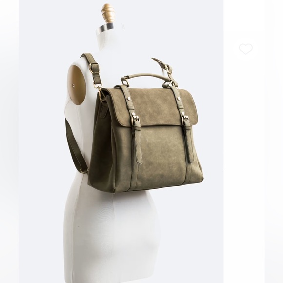 Street Level Maxi Convertible Olive Green Backpack Purse - Picture 1 of 14